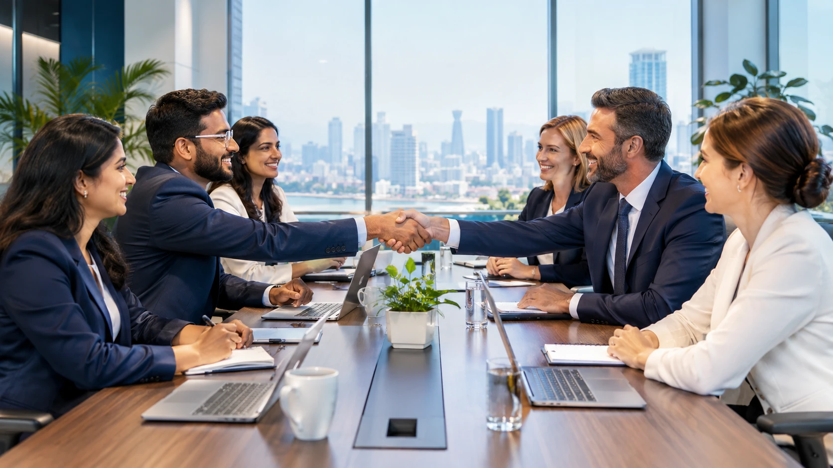 International EOR firm and Indian delivery partner agreeing a partnership in Mumbai